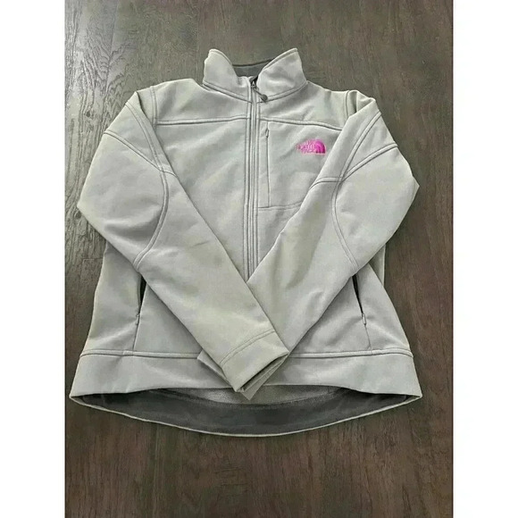 THE NORTH FACE Apex Bionic Soft Shell Fleece  Jacket Full Zip Grey & Pink‎ b40 - Picture 1 of 4